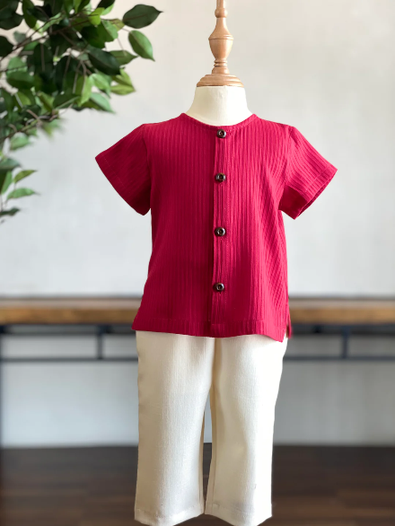 UMAR Unisex Baby’s Kurta in Carmine Red