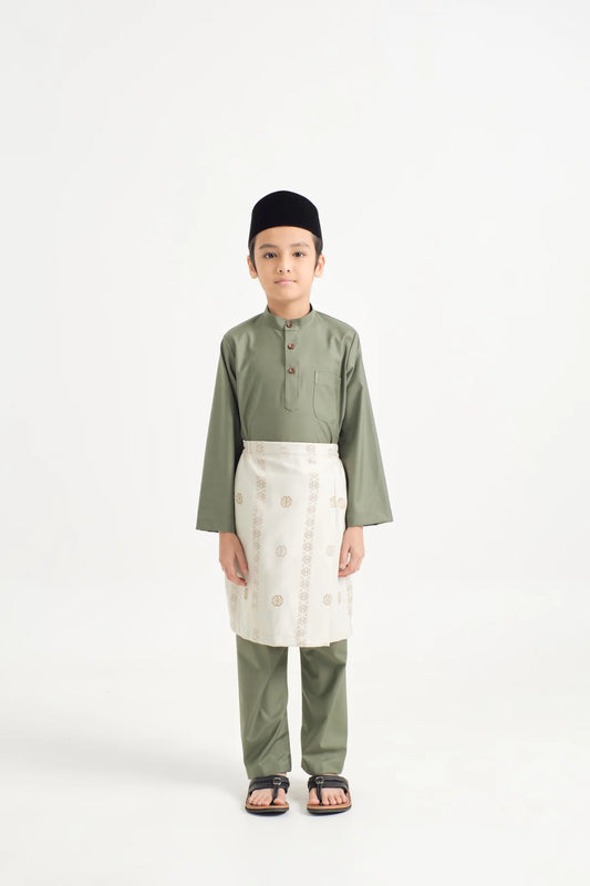 BOYS BAJU MELAYU CEKAK MUSANG - PICKLE GREEN