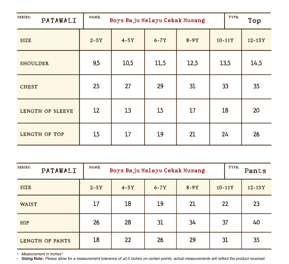 BOYS BAJU MELAYU CEKAK MUSANG - OPAL BLACK