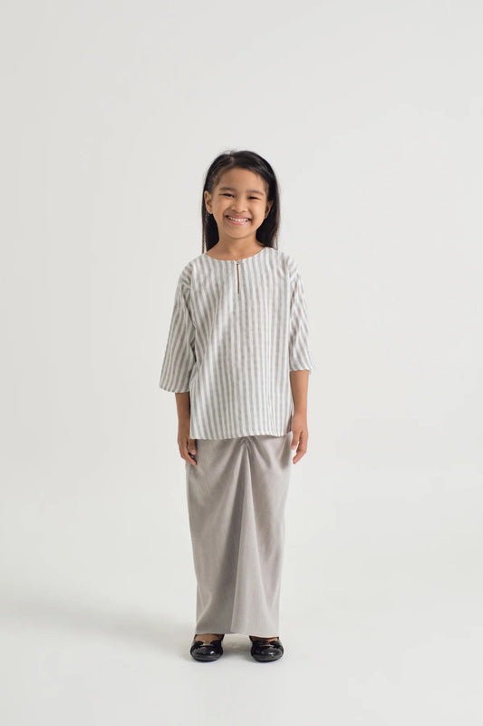 GIRLS KURUNG KEDAH - STRIPE GREY
