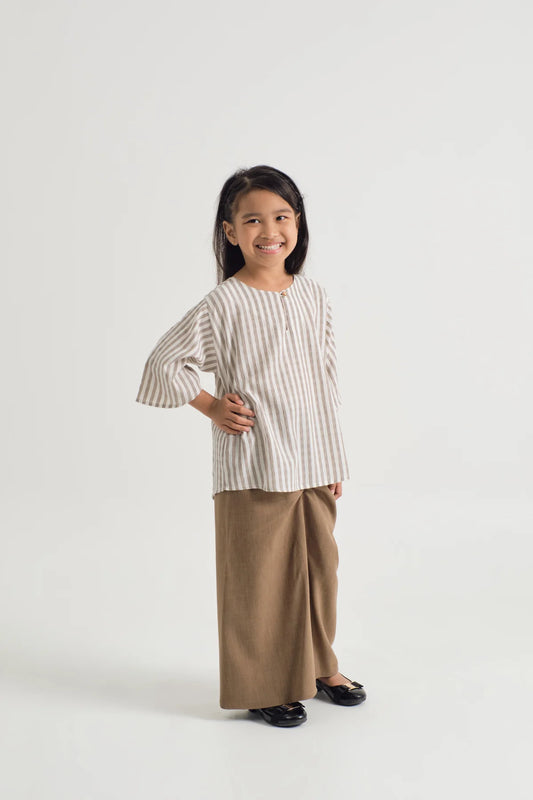 GIRLS KURUNG KEDAH - STRIPE BROWN