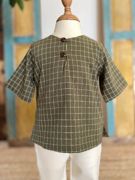 TENANG Unisex Baby’s Kurta in Olive