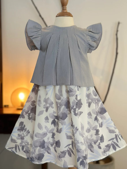 KUNTUM Baby’s Modern Kurung Set in Ash