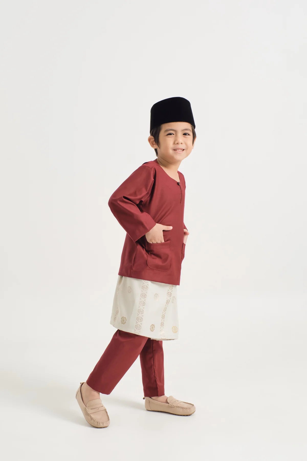 BOYS BAJU MELAYU TELUK BELANGA - MAHOGANY RED