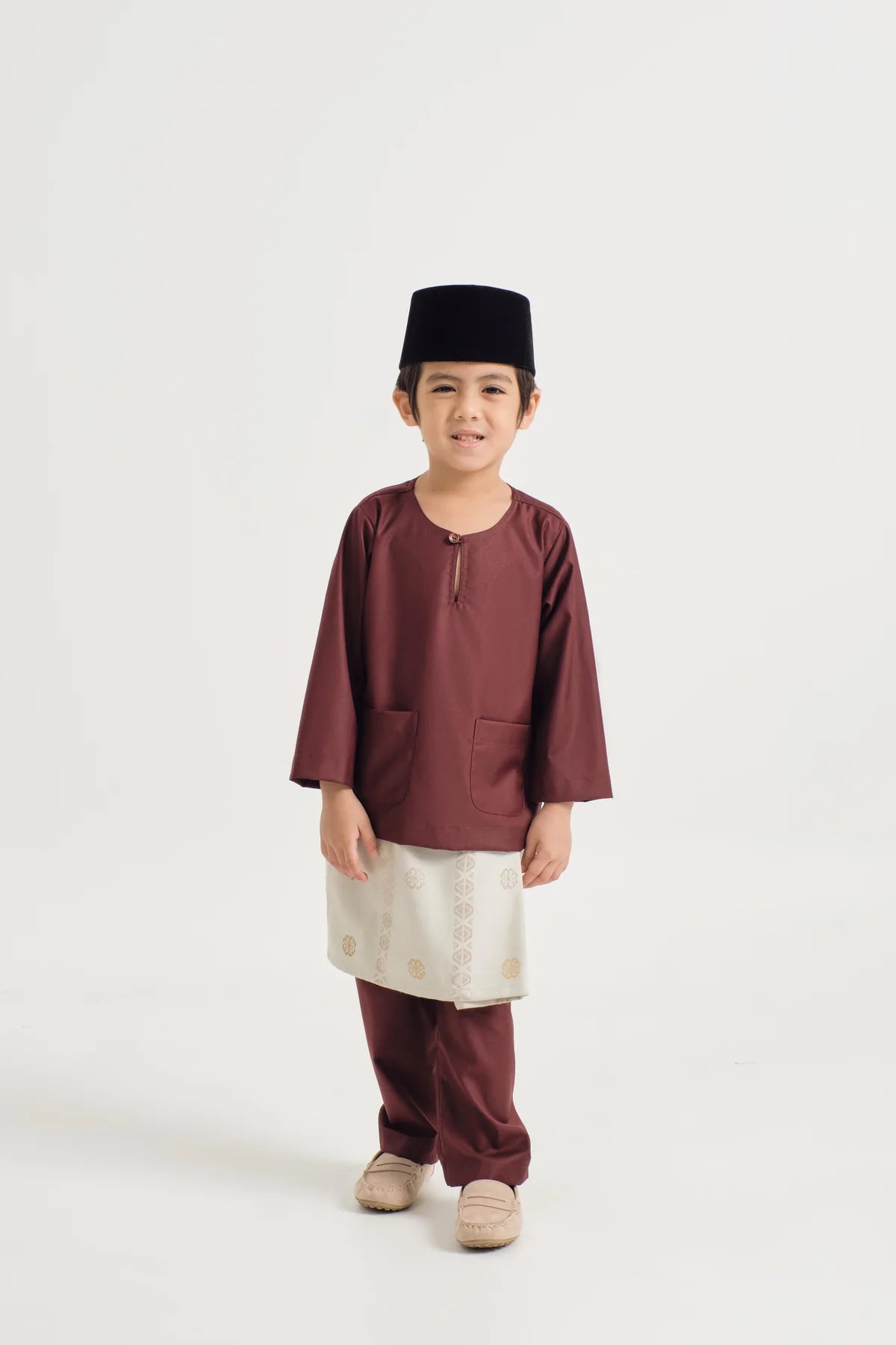 BOYS BAJU MELAYU TELUK BELANGA - BURGUNDY RED
