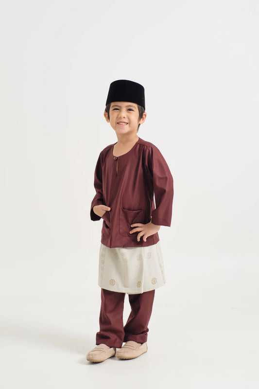 BOYS BAJU MELAYU TELUK BELANGA - BURGUNDY RED