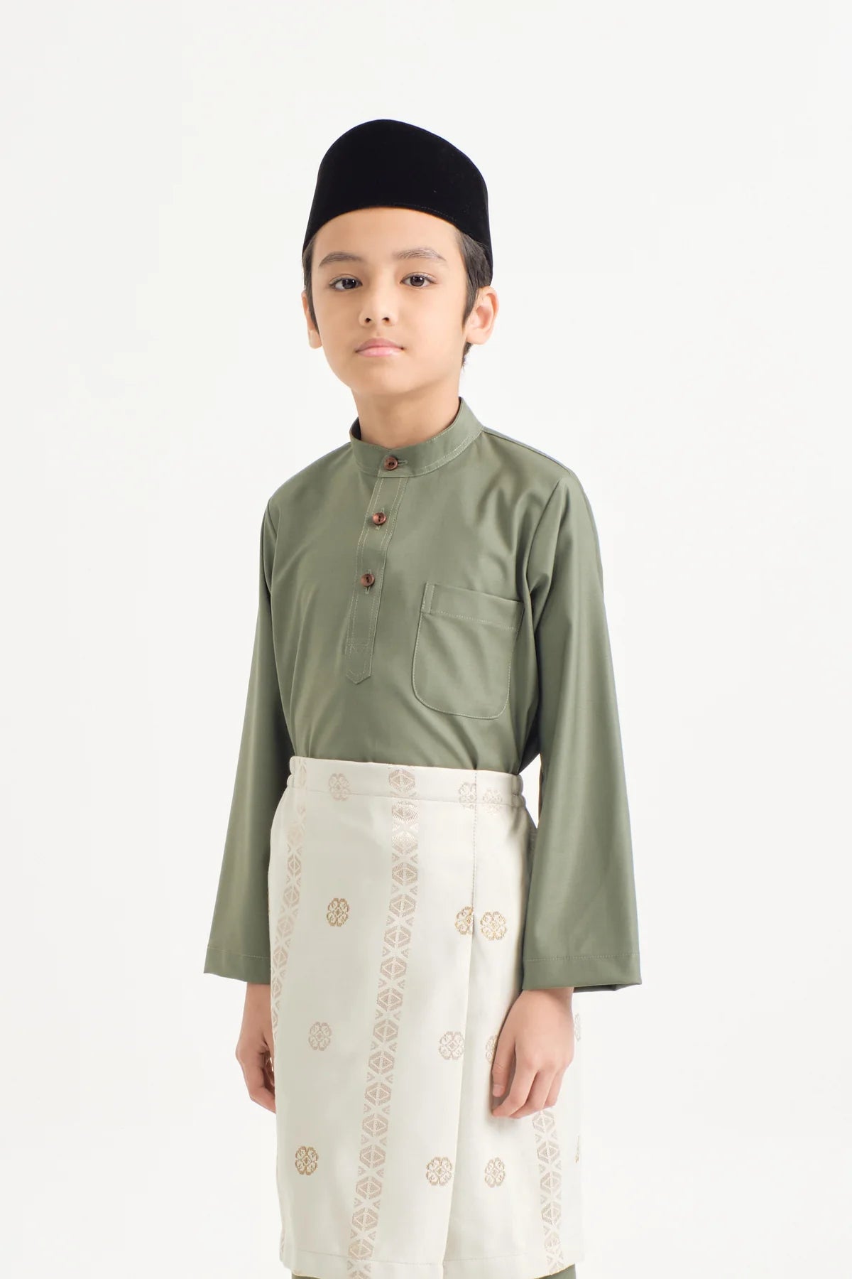BOYS BAJU MELAYU CEKAK MUSANG - PICKLE GREEN