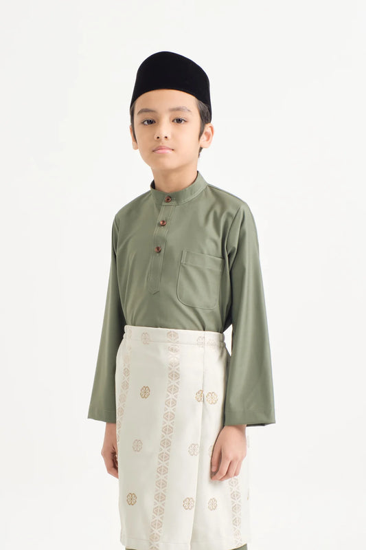 BOYS BAJU MELAYU CEKAK MUSANG - PICKLE GREEN
