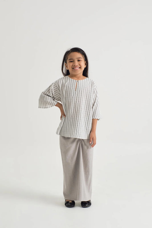 GIRLS KURUNG KEDAH - STRIPE GREY