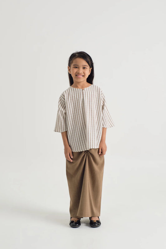 GIRLS KURUNG KEDAH - STRIPE BROWN