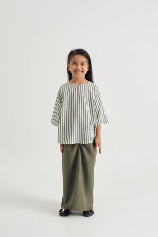 GIRLS KURUNG KEDAH - STRIPE GREEN