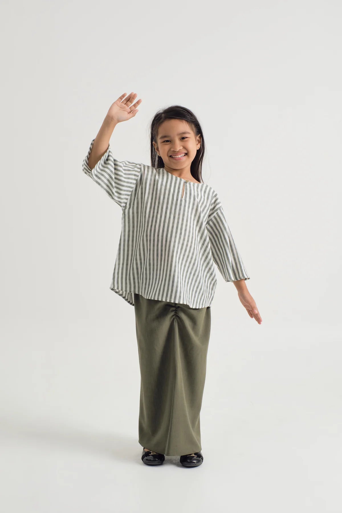 GIRLS KURUNG KEDAH - STRIPE GREEN