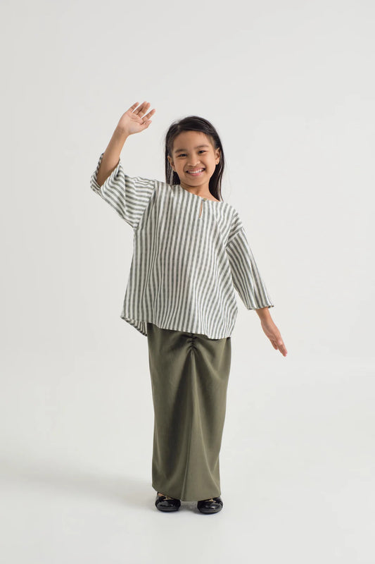 GIRLS KURUNG KEDAH - STRIPE GREEN
